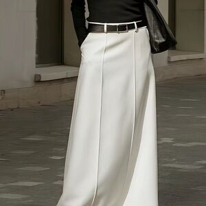 NWOT- Long Pleated White Skirt